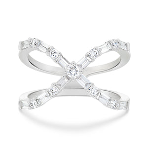 Women's Diamond X Ring - Shyne Jewelers White Gold 4 Shyne Jewelers