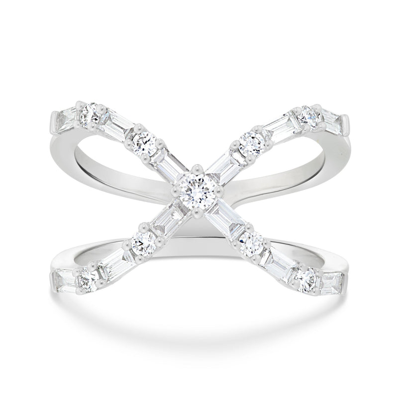 Women's Diamond X Ring - Shyne Jewelers White Gold 4 Shyne Jewelers