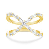 Women's Diamond X Ring - Shyne Jewelers Yellow Gold 4 Shyne Jewelers