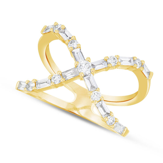 Women's Diamond X Ring - Shyne Jewelers Yellow Gold 4 Shyne Jewelers