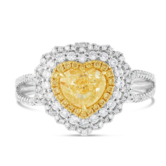 Yellow Diamond Heart Halo Engagement Ring - Shyne Jewelers 4 Shyne Jewelers