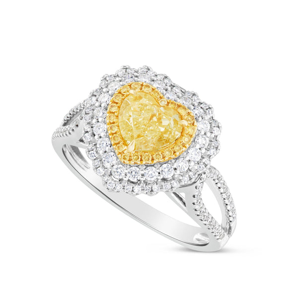 Yellow Diamond Heart Halo Engagement Ring - Shyne Jewelers 4 Shyne Jewelers