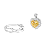 Yellow Diamond Heart Halo Engagement Ring - Shyne Jewelers 4 Shyne Jewelers